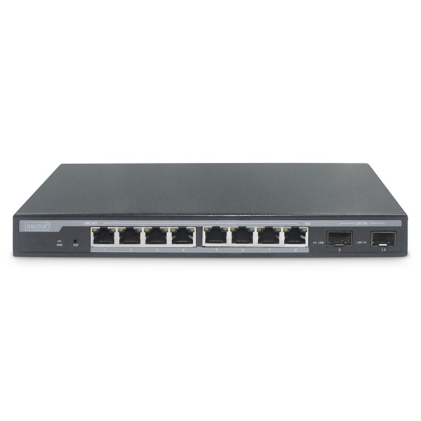 DIGITUS DN-95344 8x GbE Lan port 2x SFP port PoE 86W menedzselhető asztali switch