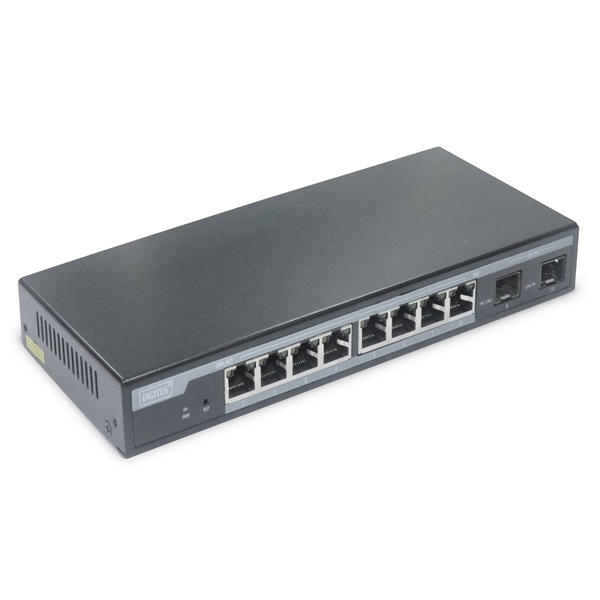 DIGITUS DN-95344 8x GbE Lan port 2x SFP port PoE 86W menedzselhető asztali switch