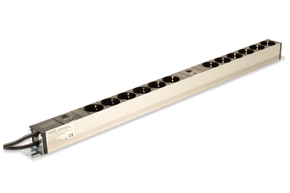 DIGITUS DN-95405 0U PDU függőleges 250V 2x16A 12xCEE7/3 aljzat CEE7/7 csatlakozó 2M elosztósor