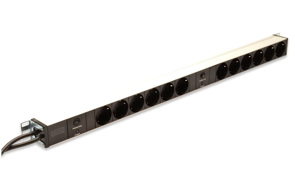 DIGITUS DN-95405 0U PDU függőleges 250V 2x16A 12xCEE7/3 aljzat CEE7/7 csatlakozó 2M elosztósor
