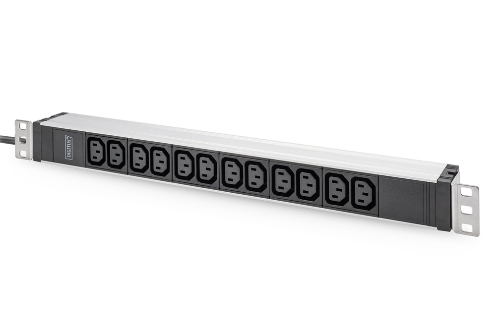 DIGITUS DN-95426 19" 1U PDU 250V 16A 12xIEC C13 aljzat CEE7/7 csatlakozó 2M elosztósor