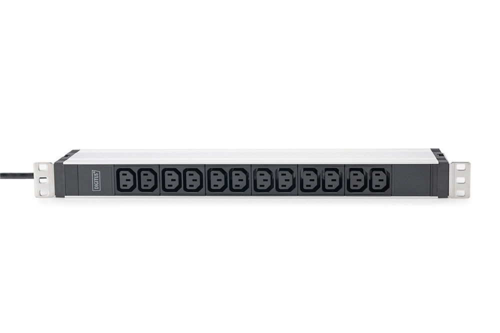 DIGITUS DN-95426 19" 1U PDU 250V 16A 12xIEC C13 aljzat CEE7/7 csatlakozó 2M elosztósor