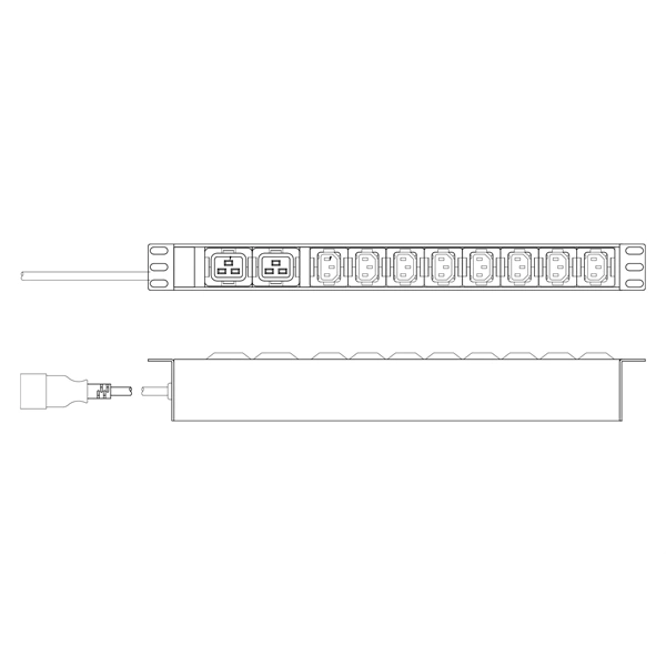 DIGITUS DN-95427 19" 1U PDU 230V 16A 8xIEC C13 2xC19 aljzat IEC C20 csatlakozó 2M elosztósor