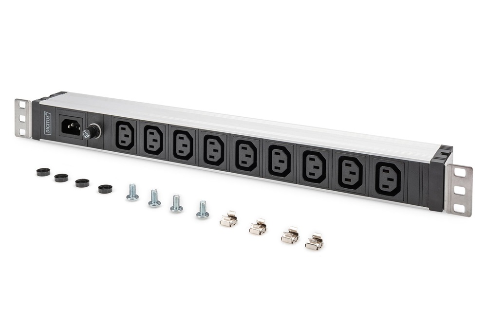 DIGITUS DN-95429 19" 1U PDU 230V 10A 9xIEC C13 aljzat IEC C14 csatlakozó 2M elosztósor