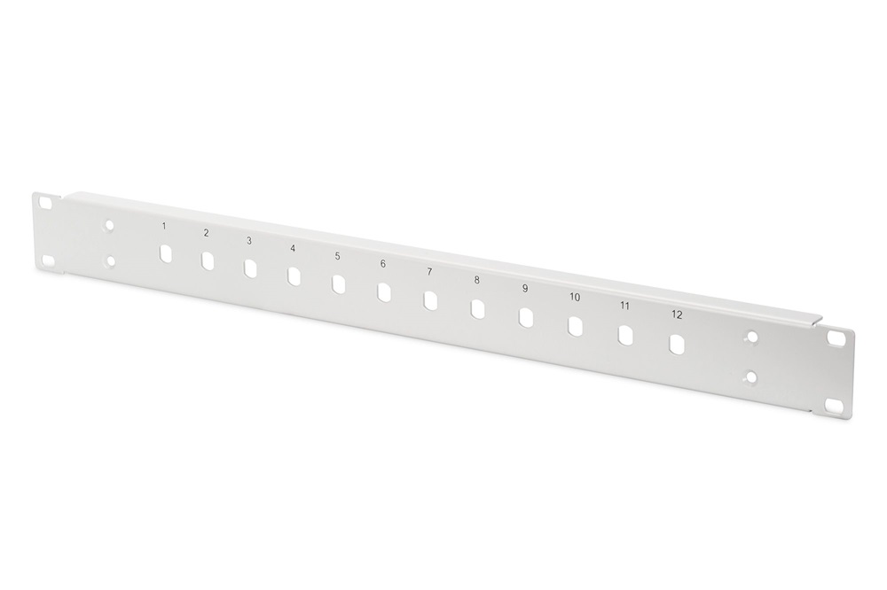 DIGITUS DN-96204-AL 1U 12x ST SX szürke optikai patch panel előlap