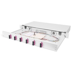 DIGITUS DN-96320-4 1U 6xSC duplex OM4 toldóval pigtaillel és kötőkazettával szerelt optikai rendező