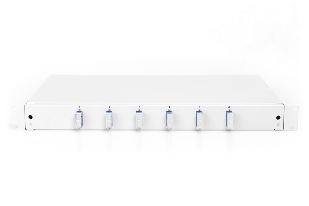 DIGITUS DN-96320/9 19" 1U 6x SC/UPC duplex monomódusú OS2 komplet optikai patch panel