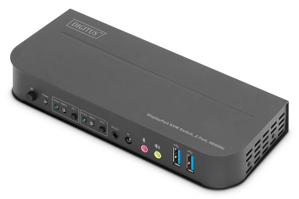 DIGITUS DS-12850 4K60H 2x DisplayPort bemenet 1x DisplayPort/HDMI kimenet KVM Switch