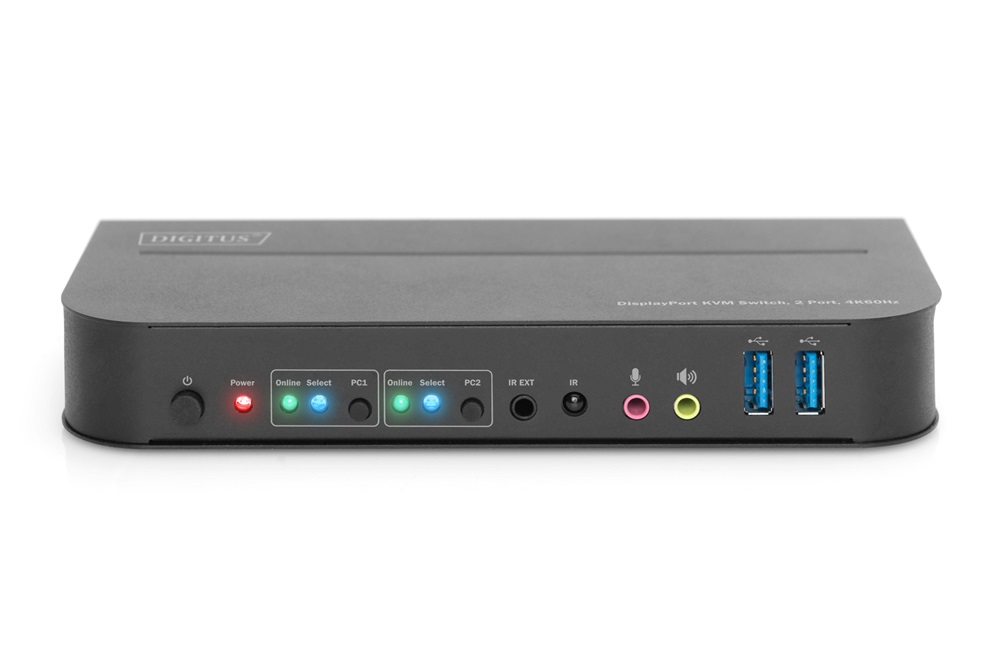 DIGITUS DS-12850 4K60H 2x DisplayPort bemenet 1x DisplayPort/HDMI kimenet KVM Switch