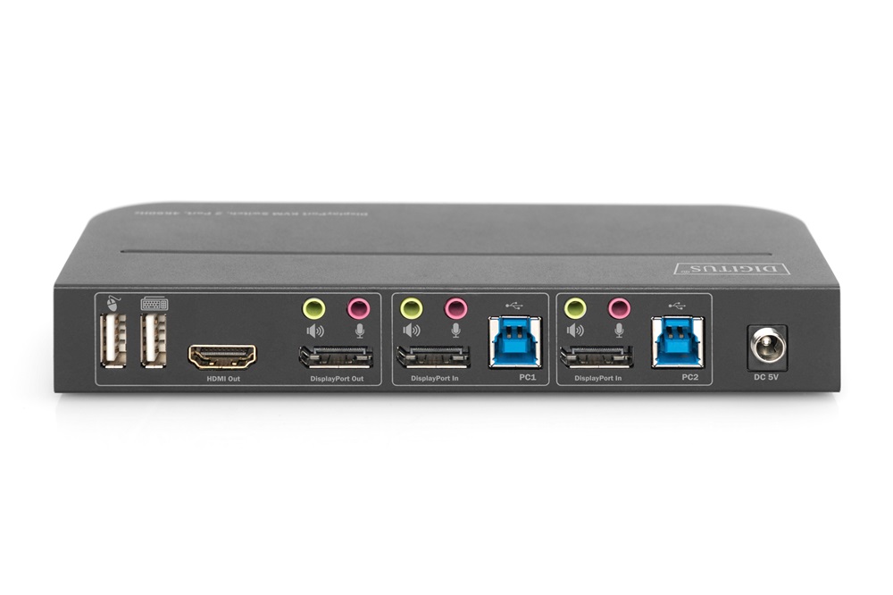 DIGITUS DS-12850 4K60H 2x DisplayPort bemenet 1x DisplayPort/HDMI kimenet KVM Switch