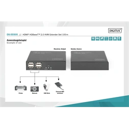 DIGITUS DS-55505 HDMI UHD 4K 60Hz Cat.6A/Cat.7/Cat.8 100m KVM extender szett