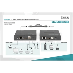 DIGITUS DS-55505 HDMI UHD 4K 60Hz Cat.6A/Cat.7/Cat.8 100m KVM extender szett