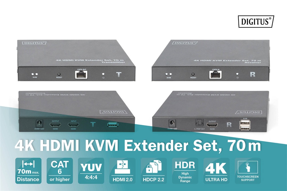 DIGITUS DS-55513 4K HDMI KVM 70m extender szett