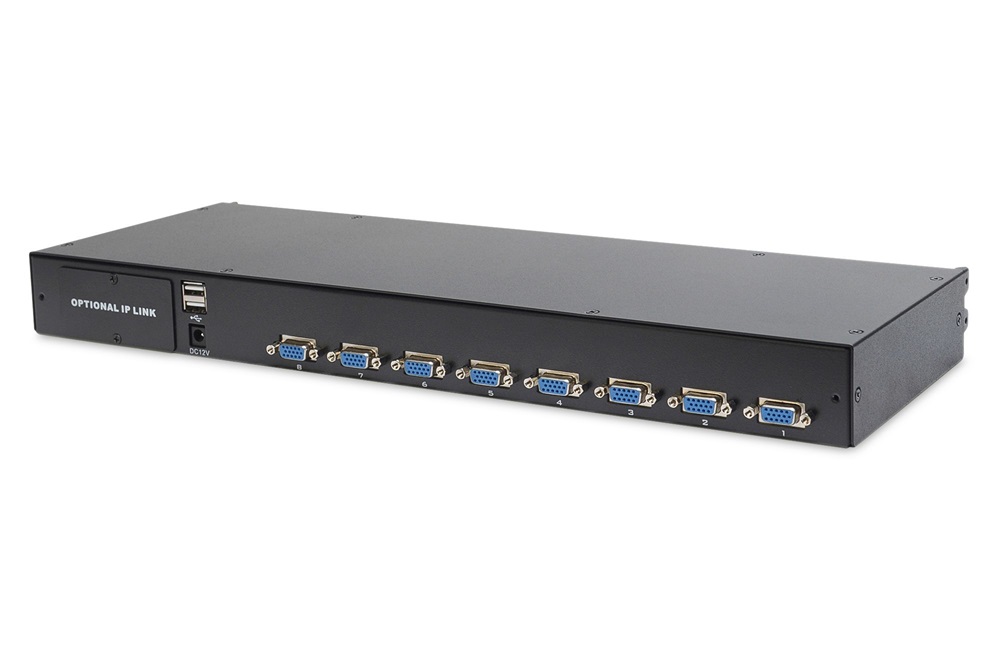 DIGITUS DS-72210-2UK 1U 17" 8xVGA LCD KVM konzol Angol billentyűzettel