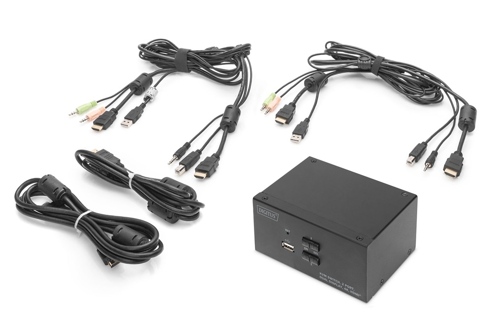 DIGITUS DS-12860 UHD 4K 30Hz 2 port Dual Display HDMI KVM Switch