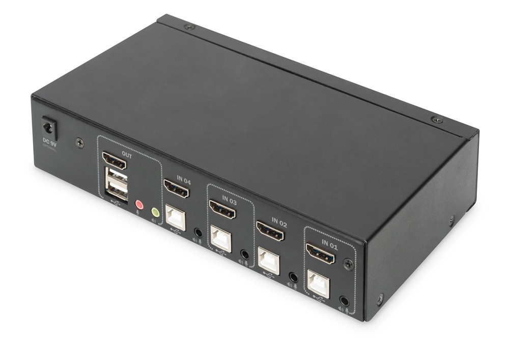 DIGITUS DS-12880 UHD 4K 30Hz 4 port Single Display HDMI KVM Switch