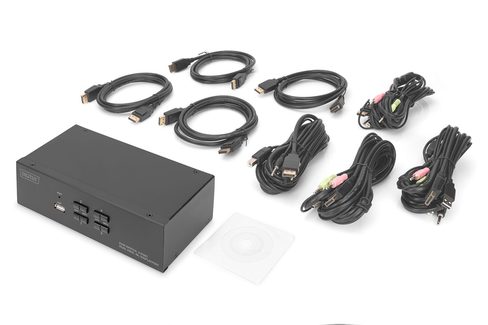 DIGITUS DS-12882 UHD 4K 60Hz 4 port Dual Display Displayport KVM Switch