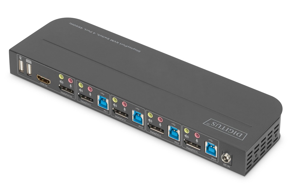 DIGITUS DS-12890 Full HD 4K 60Hz 4 port HDMI/Displayport KVM Switch