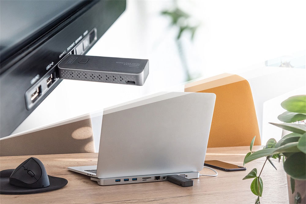 DIGITUS DS-55318 vezeték nélküli HDMI extender szett 50m (adó és vevőegység)