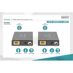 DIGITUS DS-55506 HDMI 4K/60Hz USB 2.0 Type B 70m extender szett