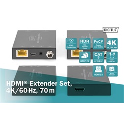 DIGITUS DS-55506 HDMI 4K/60Hz USB 2.0 Type B 70m extender szett