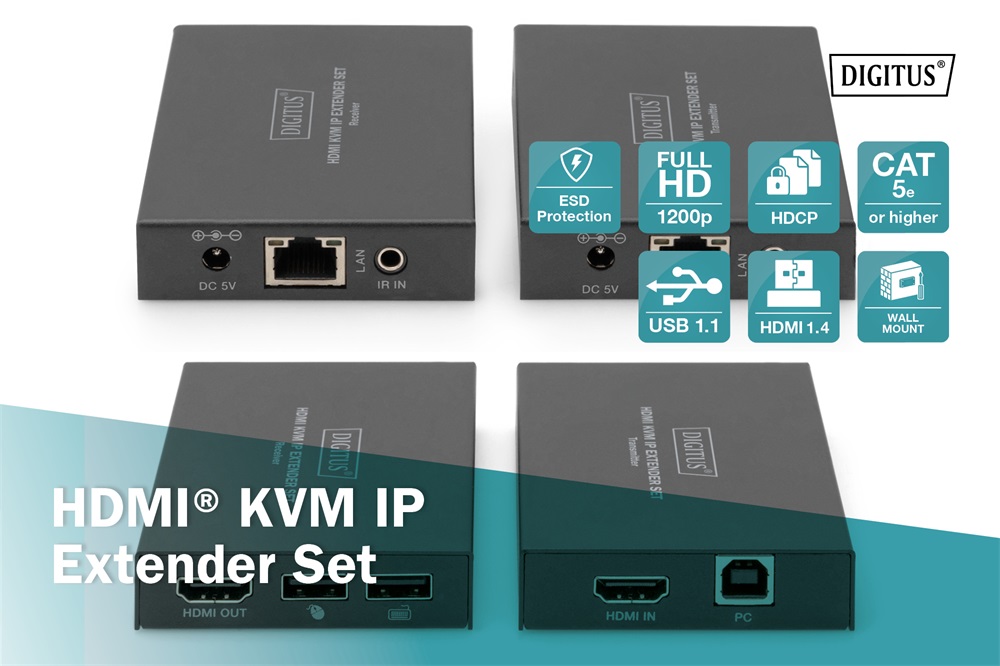 DIGITUS DS-55507 HDMI KVM IP extender szett