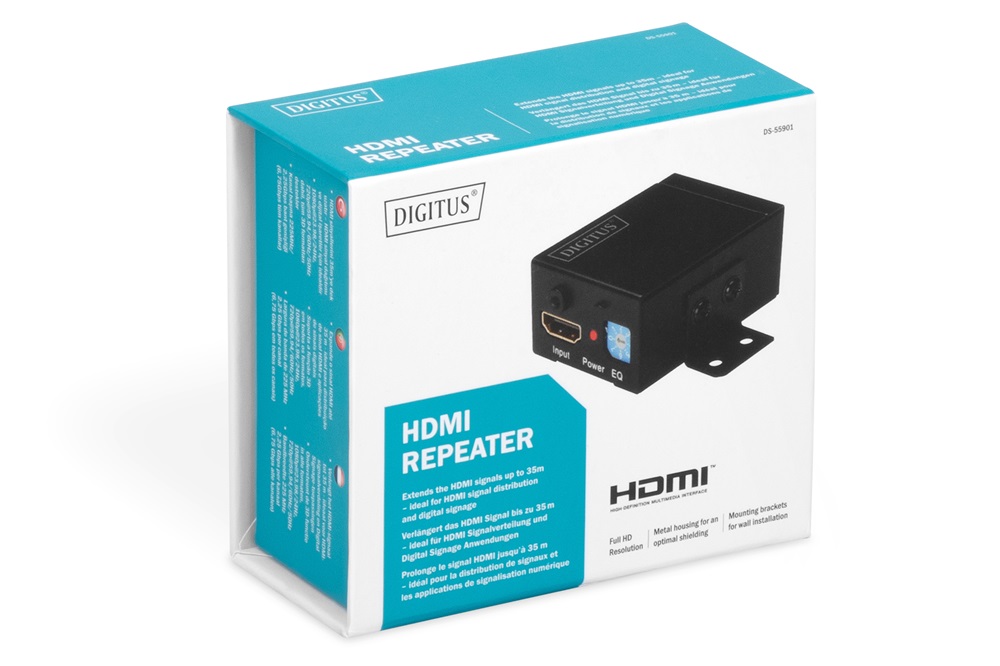 DIGITUS DS-55901 4K HDMI falra szerelhető repeater Full HD 1080p 225MHz