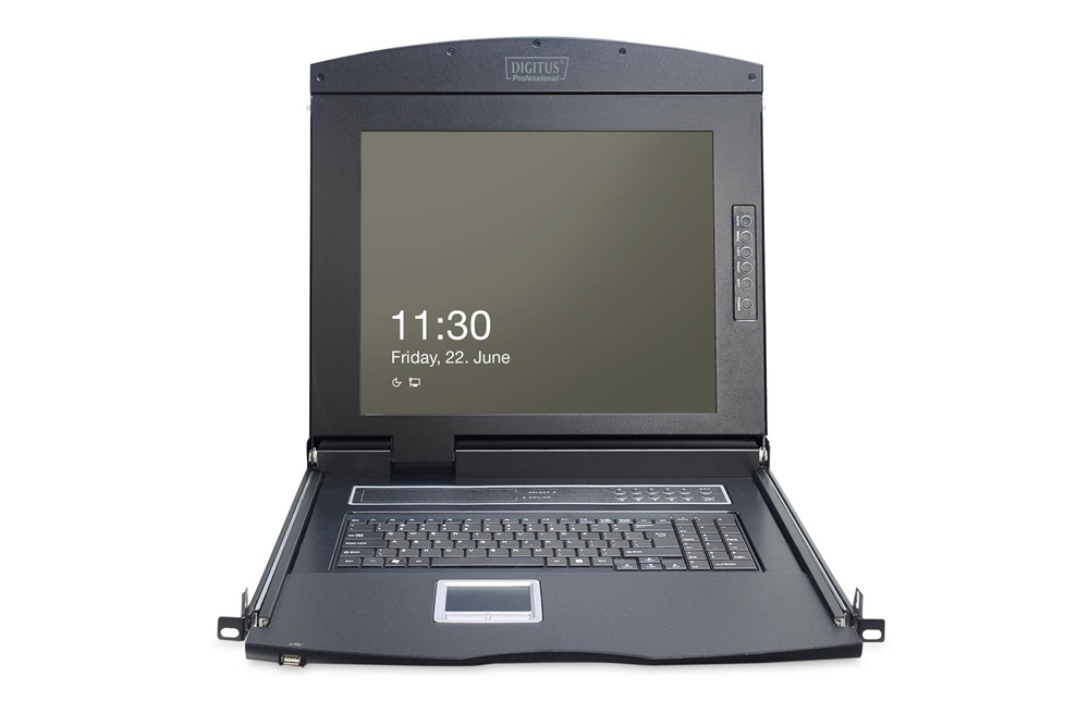 DIGITUS DS-72210-2UK 1U 17" 8xVGA LCD KVM konzol Angol billentyűzettel