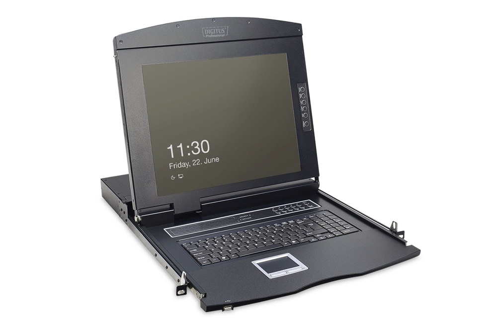 DIGITUS DS-72210-5UK 1U 17" 16xCat.5 TFT  KVM konzol Angol billentyűzettel touchpaddal