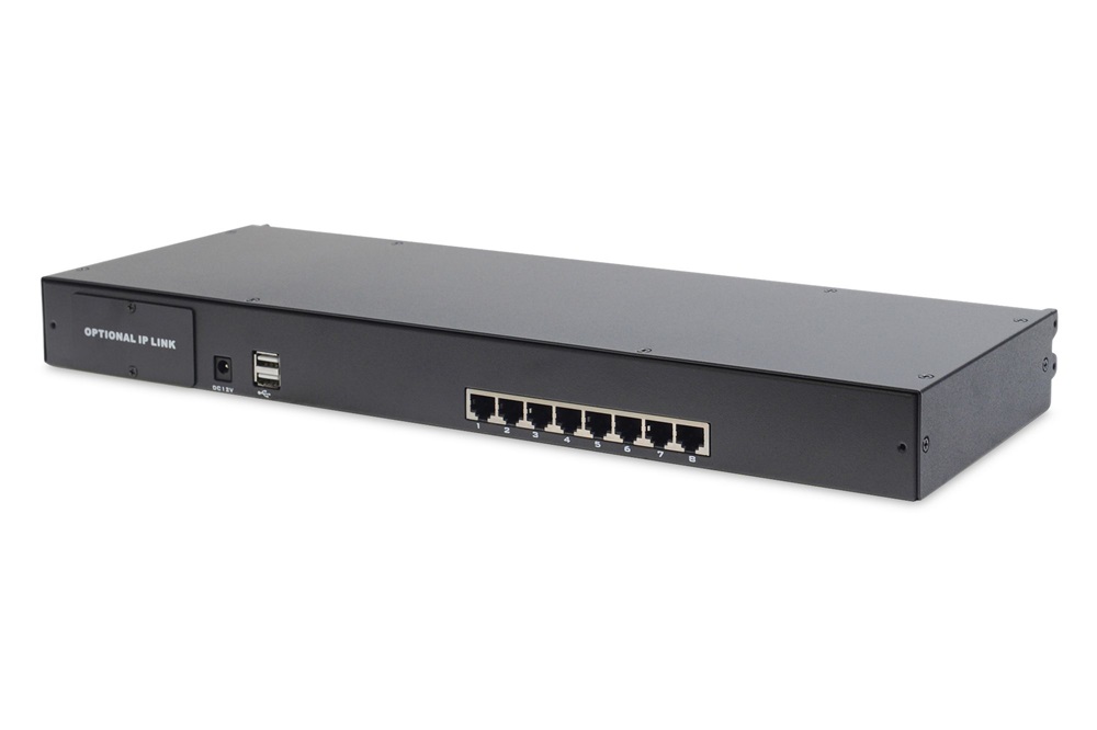 DIGITUS DS-72211-4UK 1U 19" 8xCat.5 LCD KVM konzol Angol billentyűzettel