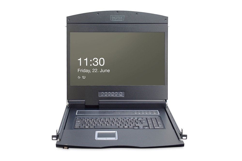DIGITUS DS-72211-5UK 1U 19" 16xVGA LCD KVM konzol Angol billentyűzettel