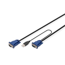 DIGITUS D-Sub15 2x VGA 1x USB 2 x MiniDIN6/M KVM kábel 1,8m