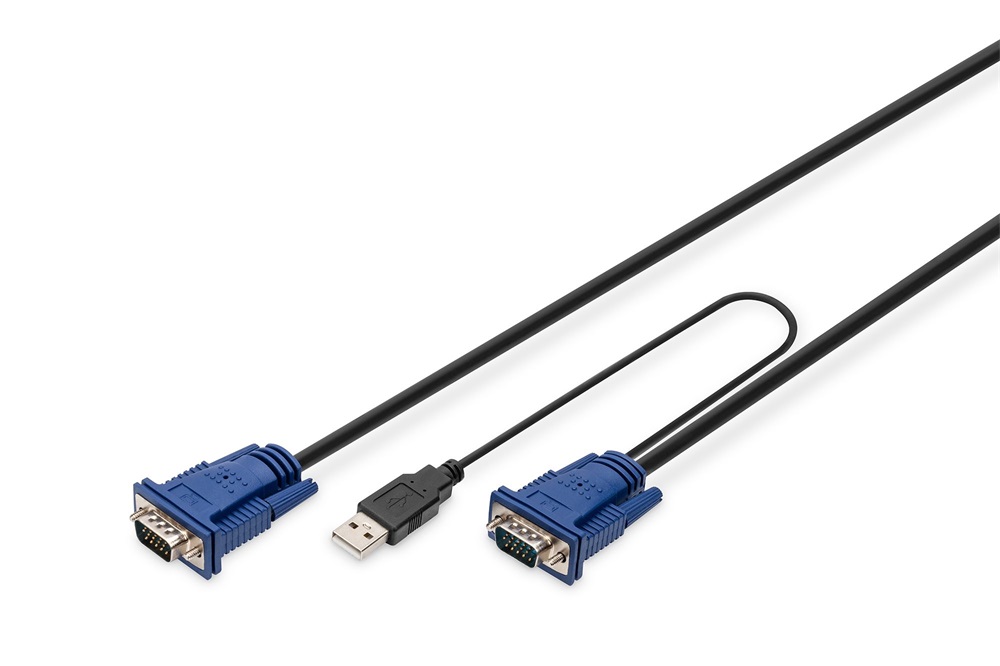 DIGITUS D-Sub15 2x VGA 1x USB 2 x MiniDIN6/M KVM kábel 1,8m