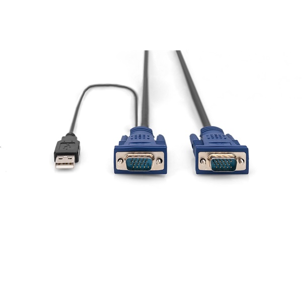 DIGITUS D-Sub15 2x VGA 1x USB 2 x MiniDIN6/M KVM kábel 1,8m