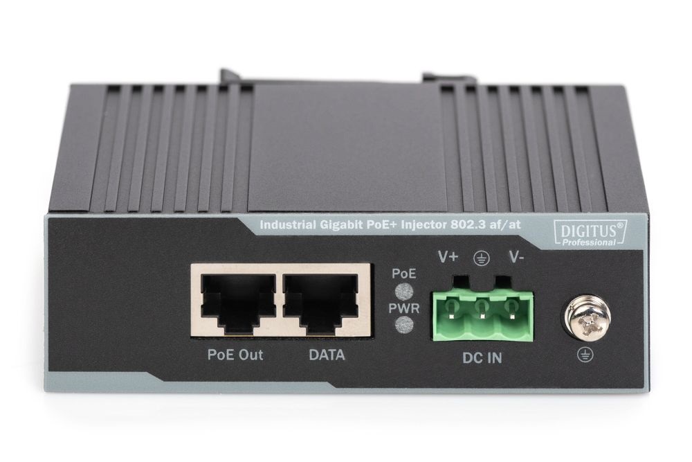 DIGITUS Gigabit PoE+ 802.3 af/at 60W DIN sínre szerelhető ipari tápfeladó