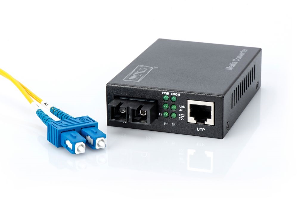 DIGITUS Gigabit SM 20km (RJ45-SC) média konverter