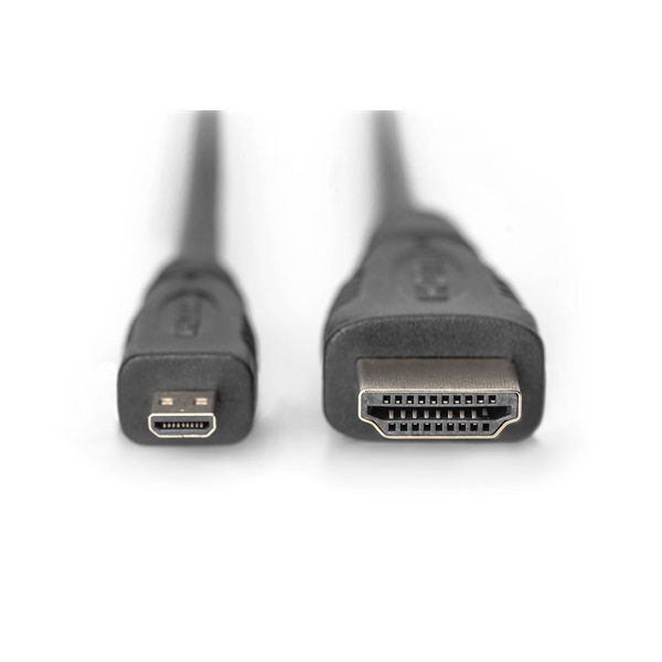 DIGITUS High Speed UHD 4K 3D 30Hz aranyozott Ethernet HDMI 1.4 - type D Micro usb kábel 1m
