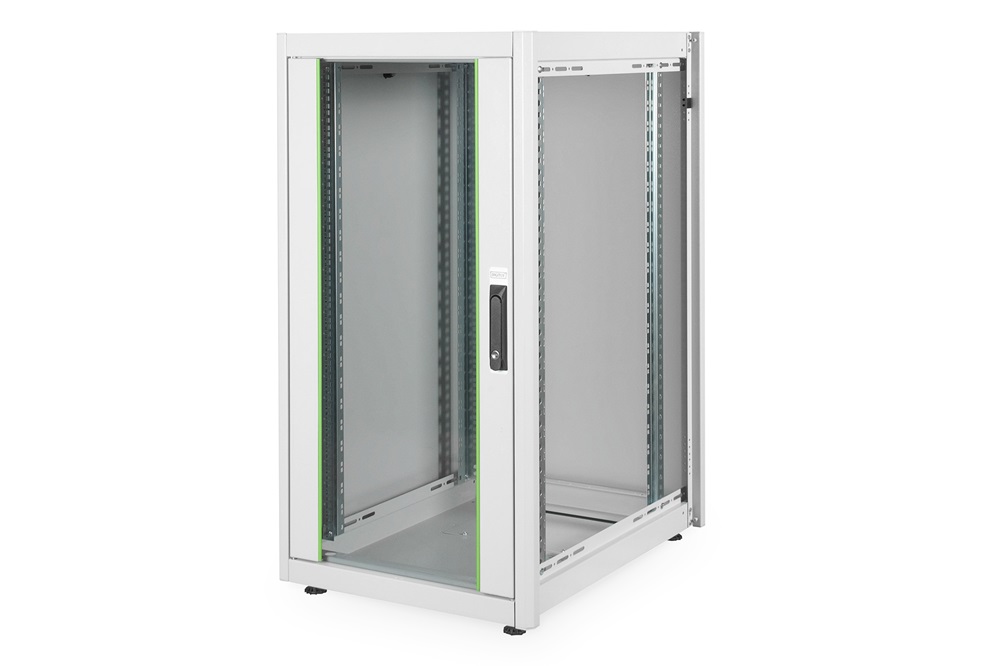 DIGITUS Rack Dynamic Basic 19" 22U 1155x600x800mm üvegajtós szürke álló rack szekrény