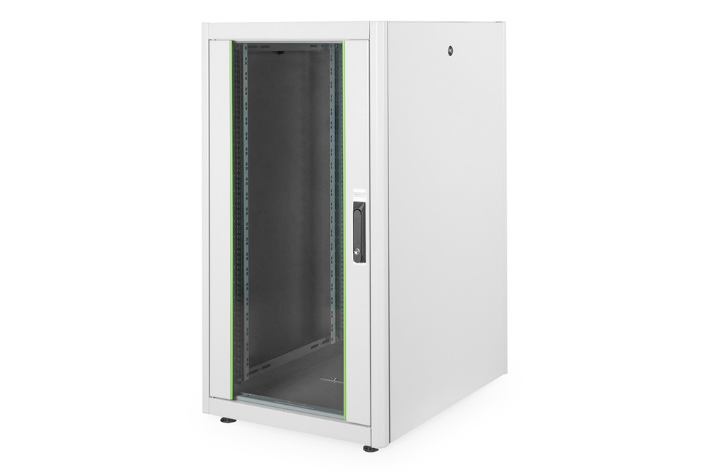 DIGITUS Rack Dynamic Basic 19" 22U 1155x600x800mm üvegajtós szürke álló rack szekrény