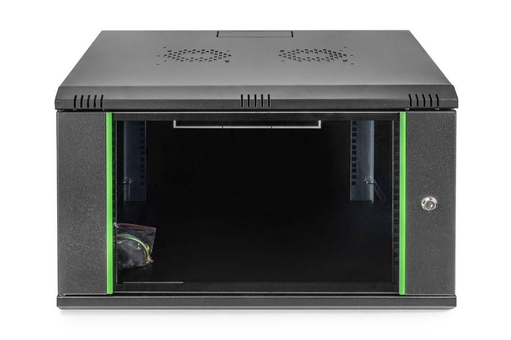 DIGITUS Dynamic Basic 19" 7U 385x600x600mm üvegajtós fekete fali rack szekrény