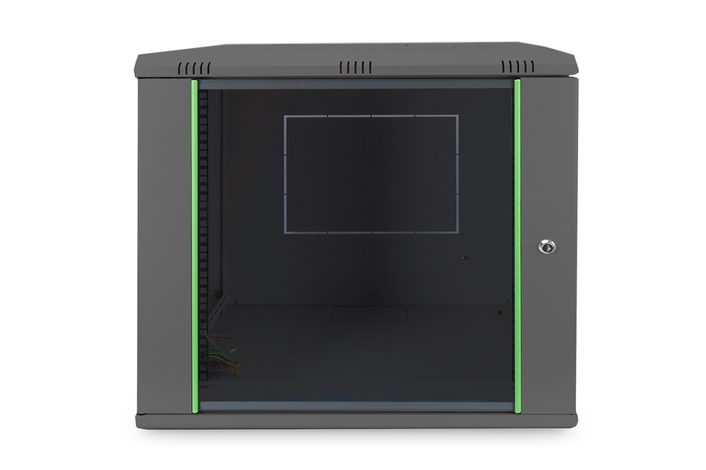 DIGITUS Dynamic Basic 19" 12U 611x600x450mm üvegajtós fekete fali rack szekrény
