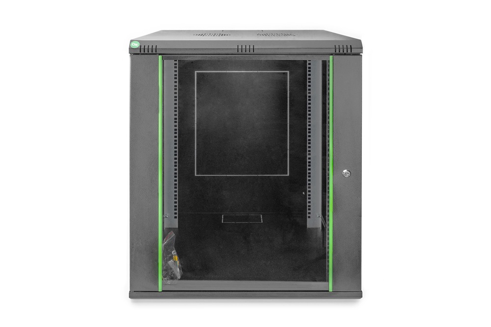 DIGITUS Dynamic Basic 19" 16U 789x600x600mm üvegajtós fekete fali rack szekrény