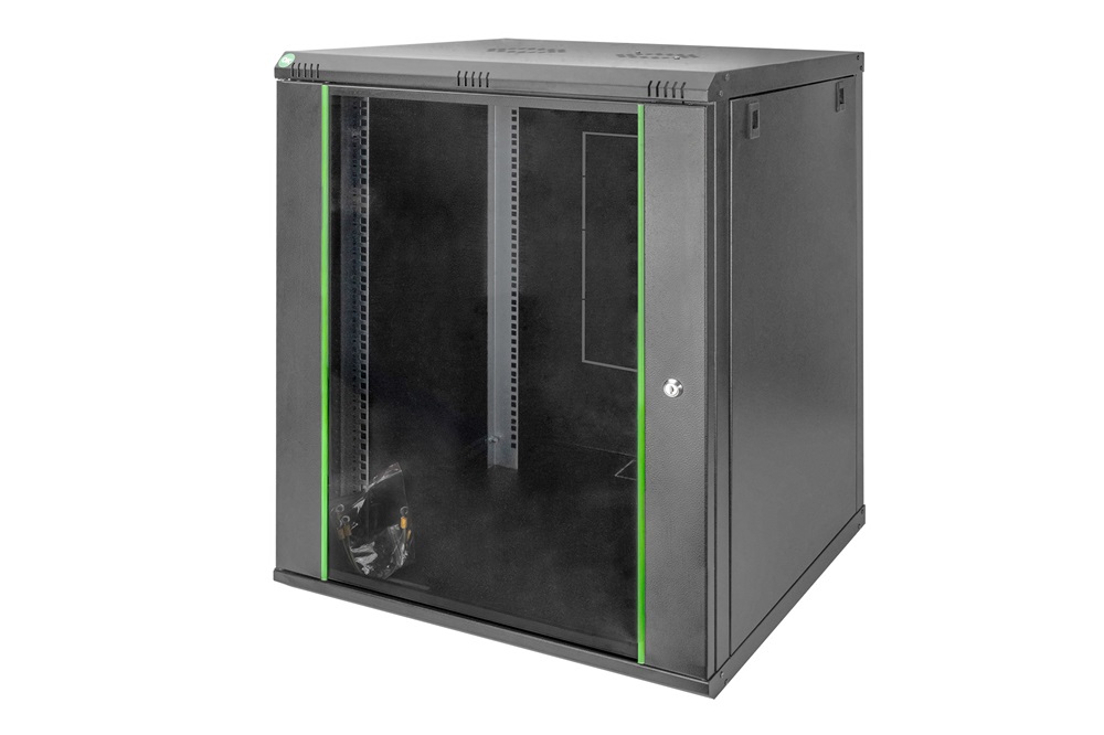 DIGITUS Dynamic Basic 19" 16U 789x600x600mm üvegajtós fekete fali rack szekrény