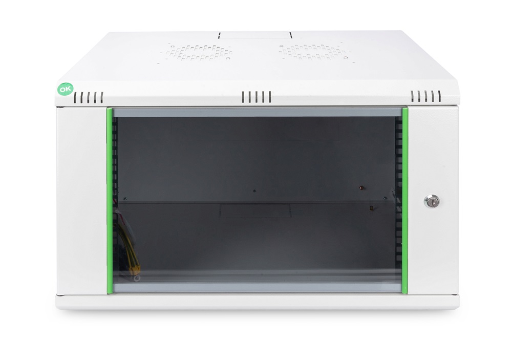 DIGITUS Dynamic Basic 19" 7U 389x600x450mm üvegajtós szürke fali rack szekrény