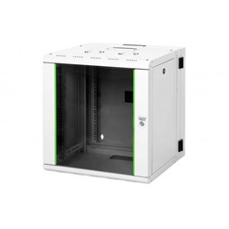 DIGITUS Rack Unique 19" 12U 643x600x600mm kétrészes üvegajtós szürke fali rack szekrény