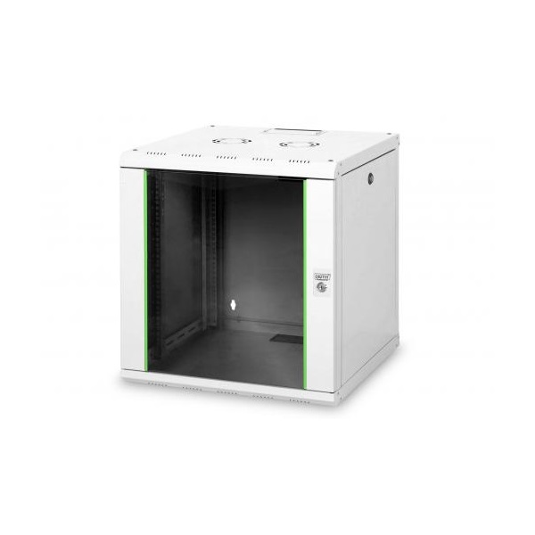 DIGITUS Rack Unique 19" 12U 643x600x600mm üvegajtós szürke fali rack szekrény