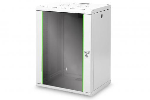 DIGITUS Rack Unique 19" 16U 820x600x450mm üvegajtós szürke fali rack szekrény