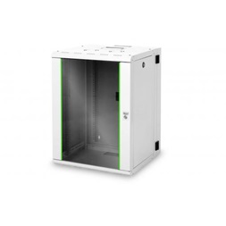DIGITUS Rack Unique 19" 16U 820x600x600mm kétrészes üvegajtós szürke fali rack szekrény