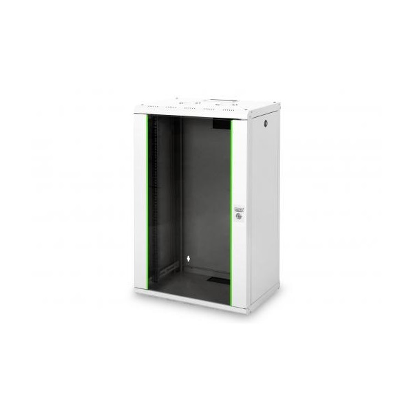 DIGITUS Rack Unique 19" 20U 998x600x450mm üvegajtós szürke fali rack szekrény