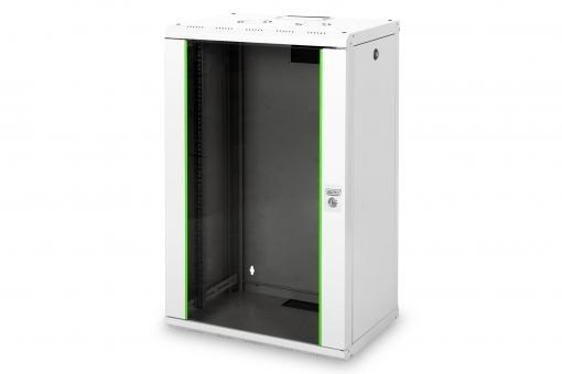 DIGITUS Rack Unique 19" 20U 998x600x450mm üvegajtós szürke fali rack szekrény